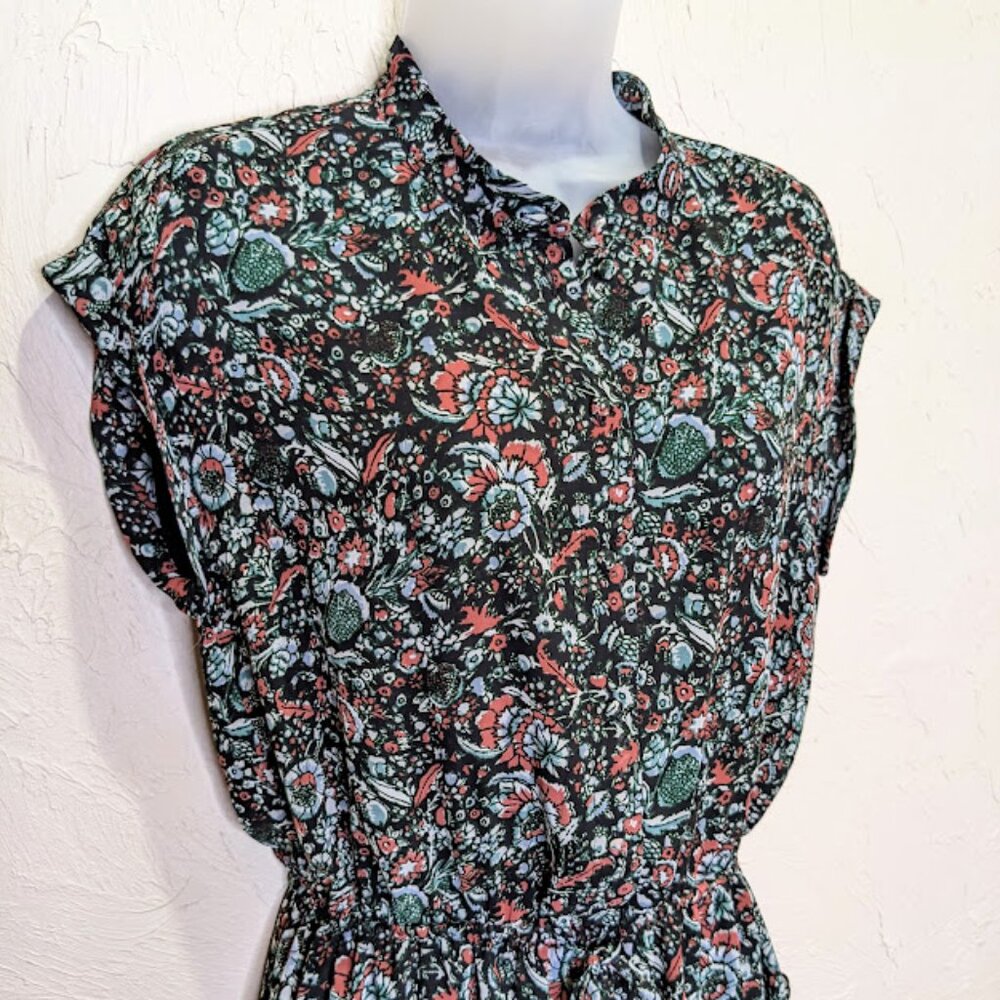 Rebecca Minkoff Tiered Floral Dress Womens S Ollie Dark Romantic Mini A Line - Picture 2 of 7